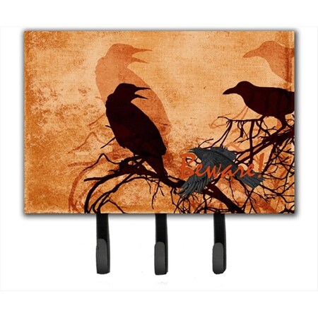 Carolines Treasures 6 x 9 In. Beware of the Black Crows Halloween Leash or Key Holder SB3009TH68